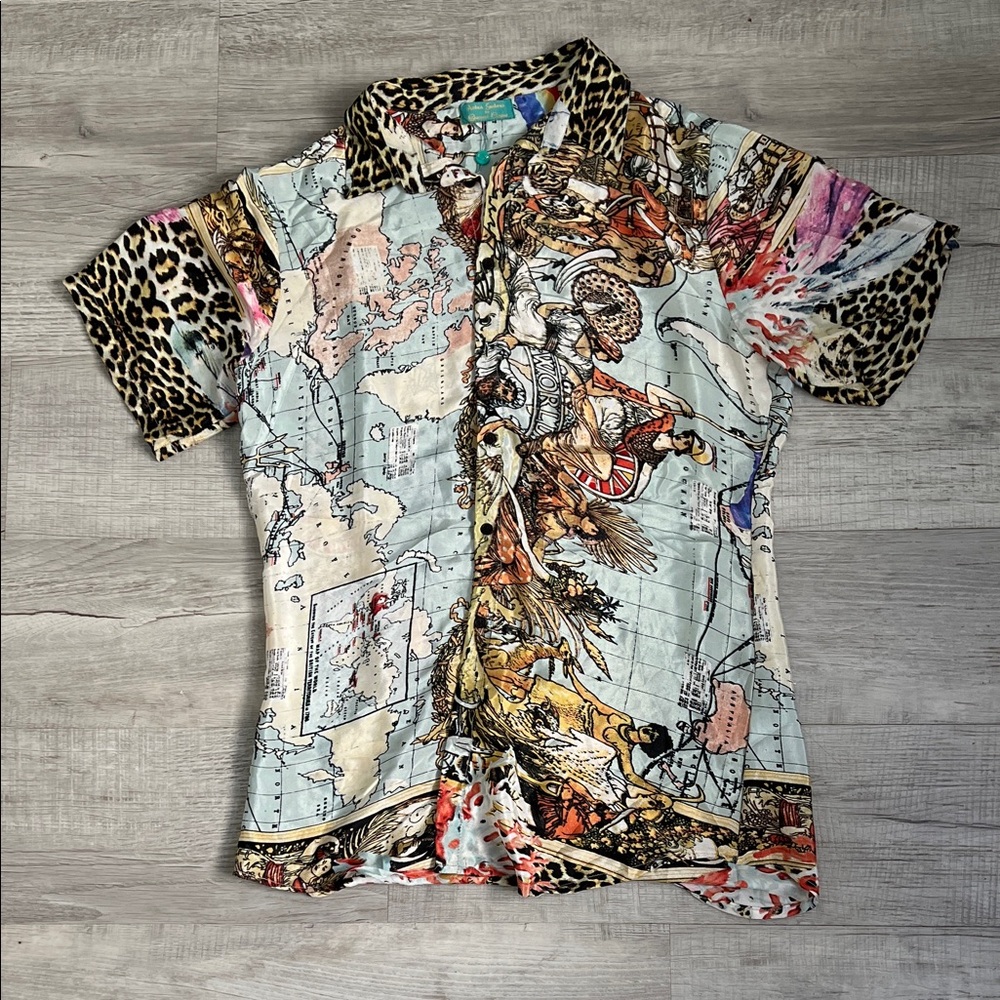 Vintage Rare Pride print Antica Santoria by Giacomo Cirque Cabana Shirt Large